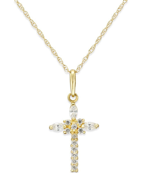 Macy's cubic Zirconia Cross Necklace in 10k Gold