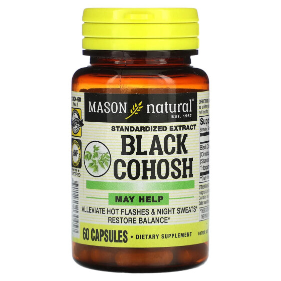 Mason Natural, Черный кохош, стандартизированный экстракт, 60 капсул
