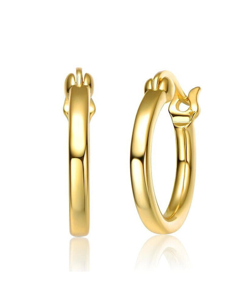 Radiant Sterling Silver & 14K Gold Plated Cubic Zirconia Hoop Earrings