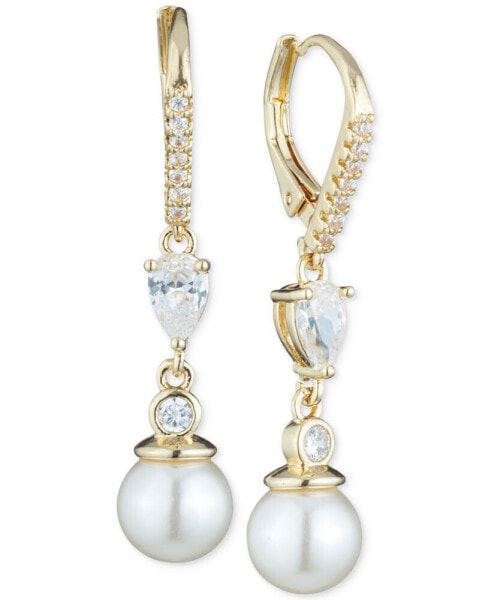 Imitation Pearl and Crystal Drop Earrings