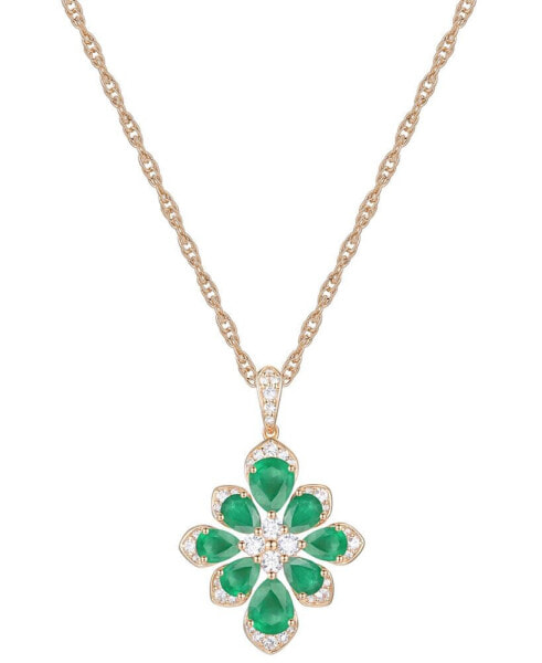 Emerald (1-3/4 ct. t.w.) & Diamond (1/4 ct. t.w.) Fancy 18" Pendant Necklace in 14k Gold (Also in Ruby & Sapphire)