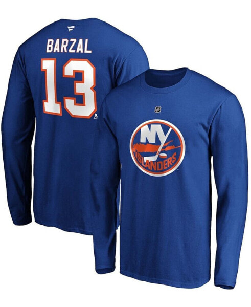 Men's Mathew Barzal Royal New York Islanders Authentic Stack Name and Number Long Sleeve T-shirt