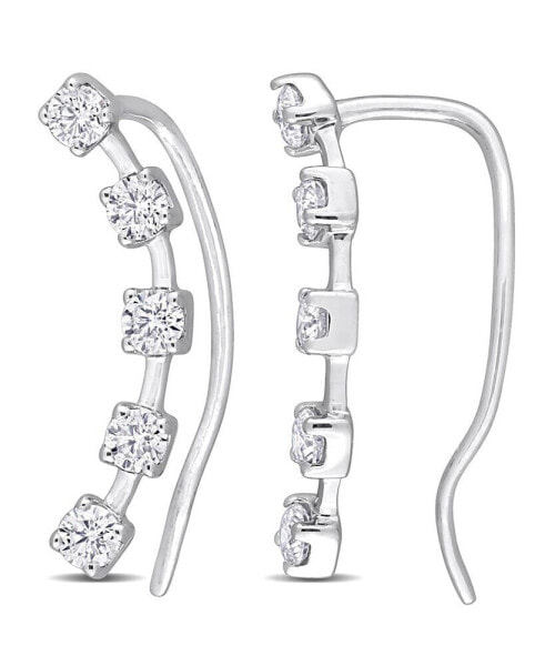 Moissanite Curved Crawler Charm Earrings 5/8 ct. t.w in 10K White Gold