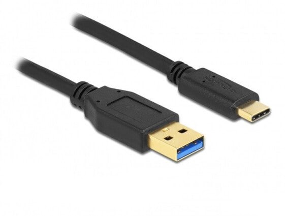 Delock 84004, 2 m, USB A, USB C, USB 3.2 Gen 1 (3.1 Gen 1), 5000 Mbit/s, Black