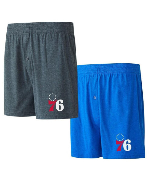 Men's Royal/Charcoal Philadelphia 76ers Two-Pack Jersey-Knit Boxer Set