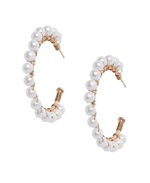 Women's Snowball Hoop Earrings