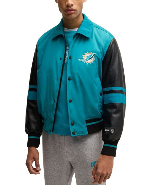 BOSS x NFL Faux-Leather-Polyurethane Sleeves Jacket