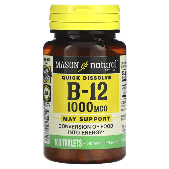 Mason Natural, Quick Dissolve, витамин B12, 5000 мкг, 30 таблеток