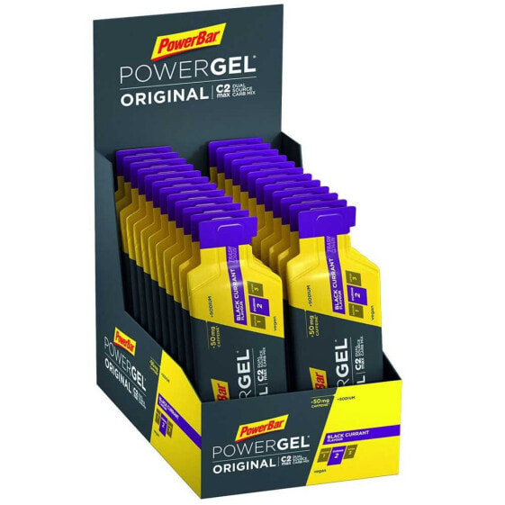 POWERBAR PowerGel Caffeine 41g 24 Units Black Currant Energy Gels Box