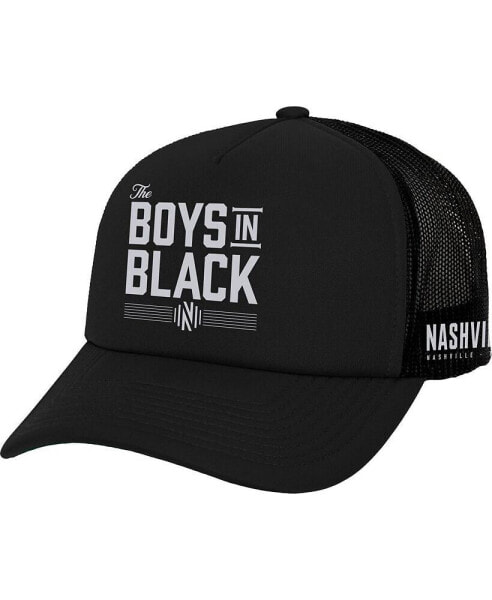 Men's Black Nashville SC x Johnny Cash Boys In Black Trucker Snapback Hat
