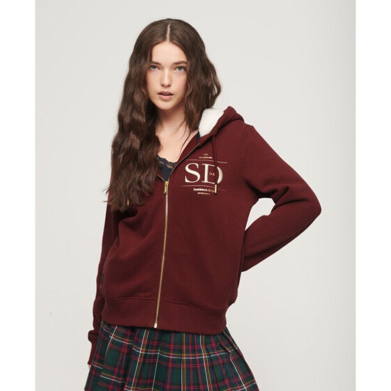 SUPERDRY Luxe Metallic Logo full zip sweatshirt