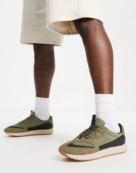 Public Desire revolver retro runner trainers in khaki