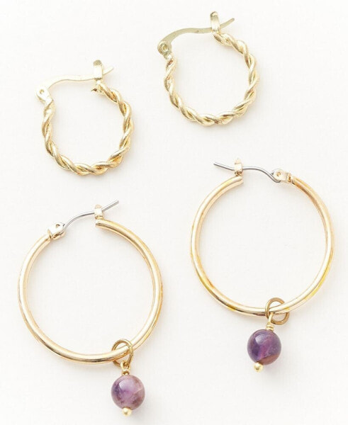 Gold-Tone Hoops Earrings Set