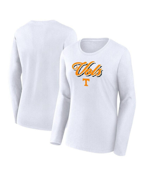 Women's White Tennessee Volunteers Double Team Script Long Sleeve T-shirt