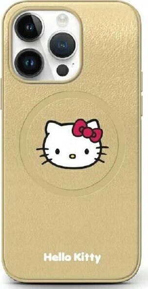 Sourcing Hello Kitty HKHMP13LPGHCKD iPhone 13 Pro / 13 6.1" gold/gold hardcase Leather Kitty Head MagSafe