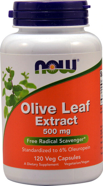 NOW Olive Leaf Extract Экстракт из листьев оливкового дерева 500 мг 120 вегетарианских капсул