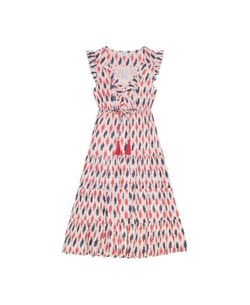 Women's Giselle Maxi Dress Cream Red Navy Ikat