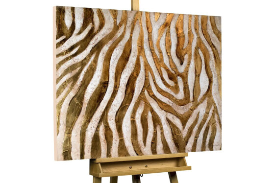 Acrylbild handgemalt Golden Zebra