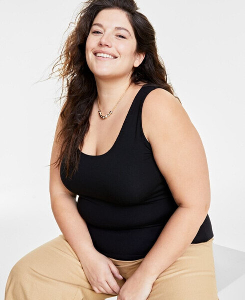 Trendy Plus Size Longline Scoop-Neck Tank, Created for Macy's