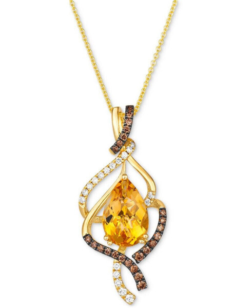 Le Vian cinnamon Citrine (2-5/8 ct. t.w.) & Diamond (3/8 ct. t.w.) Swirl Pendant Necklace in 14k Gold, 18" + 2" extender