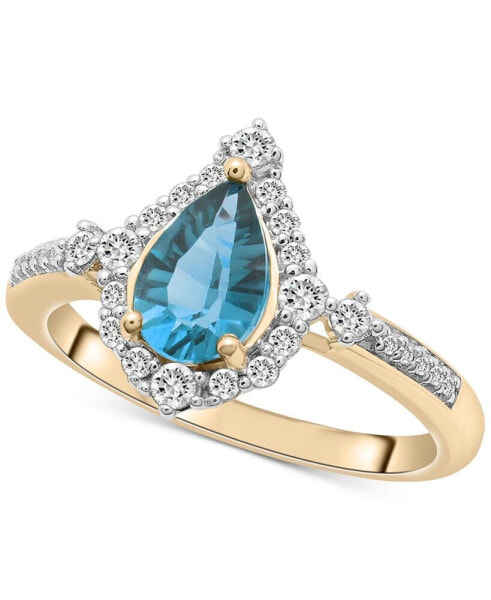 Кольцо Macy's London Blue Topaz Pear Halo