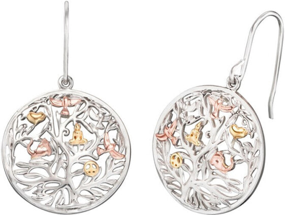 Silver tricolor earrings Tree of Life ERE-TREE-TRICO