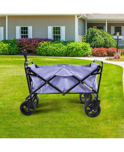 100L Collapsible Folding Beach Wagon Cart with 220Lbs Large Capacity, Wagons Carts Heavy Duty Foldable with Big Wheels for Sand, Garden, Camping