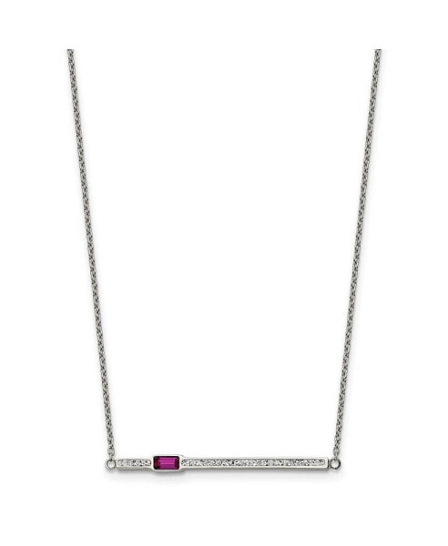 Preciosa Crystal and Red Glass Bar 15 inch Cable Chain Necklace