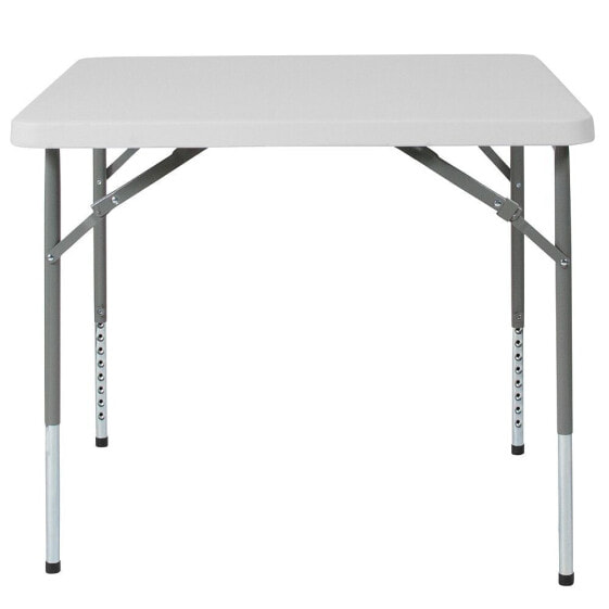 34'' Square Height Adjustable Granite White Plastic Folding Table