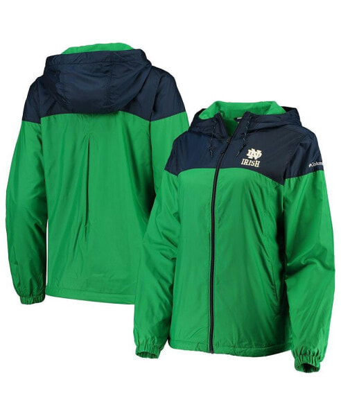 Women's Green, Navy Notre Dame Fighting Irish Flash Forward Lined Full-Zip Windbreaker Jacket