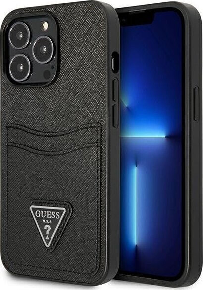 Guess Guess GUHCP13LPSATPK iPhone 13 Pro / 13 6,1" czarny/black hardcase SaffianoTriangle Logo Cardslot