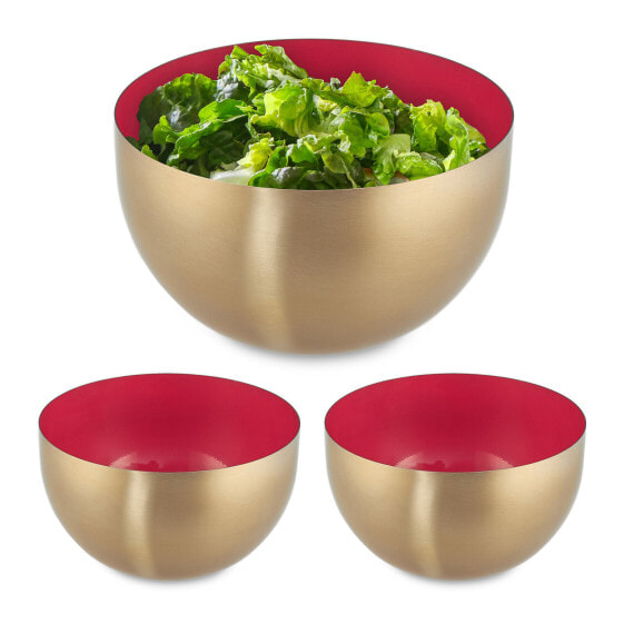 3 x Salatschüssel Edelstahl rosa-gold