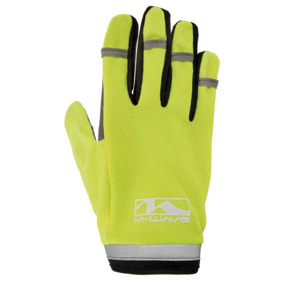 Перчатки для велоспорта M-Wave Secure вело с Гелевыми подушками, полные пальцы, неоново-желтые размер S.
