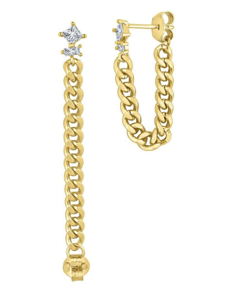 Cubic Zirconia Chain Post Earring