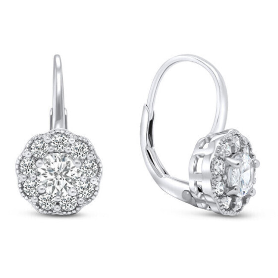 Dazzling silver dangling earrings with zircons EA333W