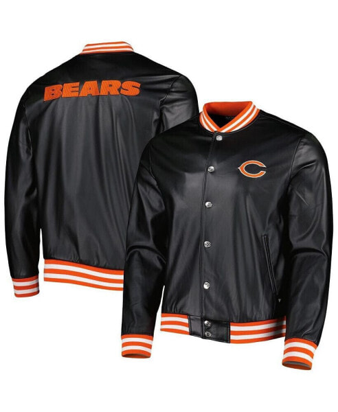 Men's Black Chicago Bears Metallic Bomber Full-Snap Jacket