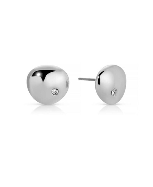 Polished Pebble Single Crystal Stud Earrings