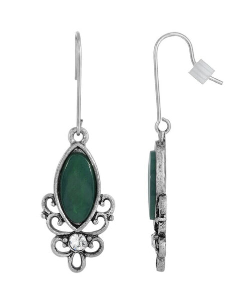 Sterling Silver Wire Genuine Stone Chrysoprase Earrings