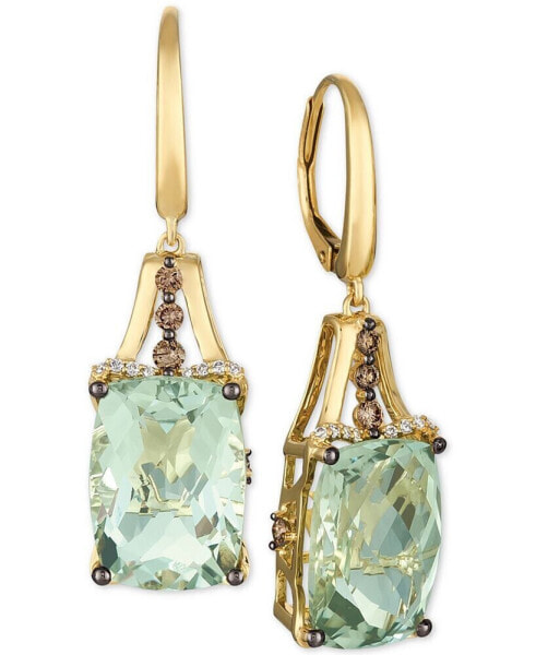 Mint Julep Quartz (12-3/8 ct. t.w.) & Diamond (3/8 ct. t.w.) Drop Earrings in 14k Gold