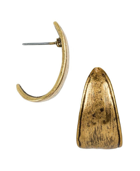 Gold-Tone Hammered J-Hoop Earrings