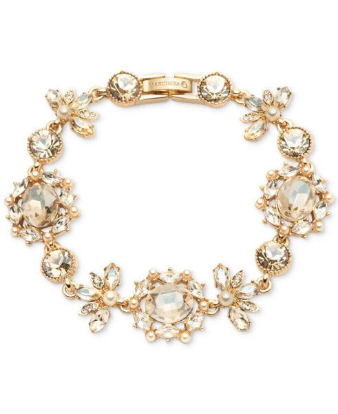 Gold-Tone Stone, Crystal, & Imitation Pearl Flex Link Bracelet