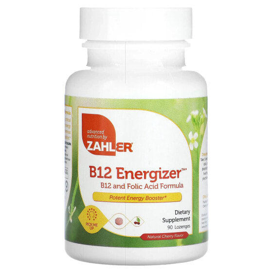Витамин B12 Энергетик Zahler, B12 и Формула с фолиевой кислотой, Натуральная вишня, 180 таблеток