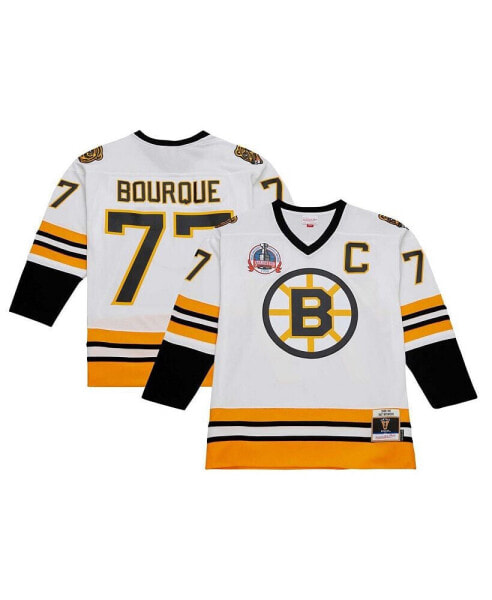 Men's Ray Bourque White Boston Bruins Captain Patch 1989/90 Blue Line Player Jersey