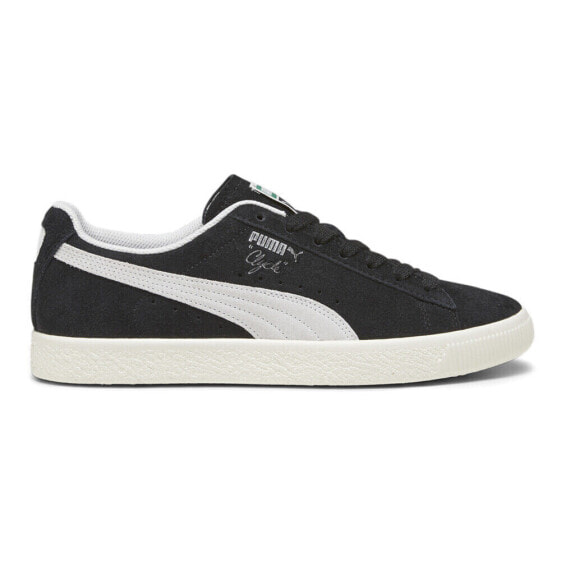 Puma Clyde Hairy Suede Lace Up Mens Black Sneakers Casual Shoes 39311502