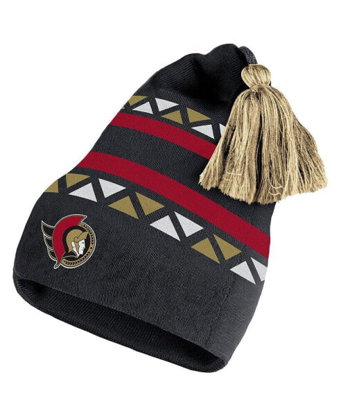 Men's Black, Blue Ottawa Senators Reverse Retro 2.0 Pom Cuffed Knit Hat