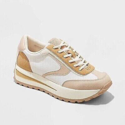 Women's Venus Platform Lace-Up Sneakers - Wild Fable Beige 5.5