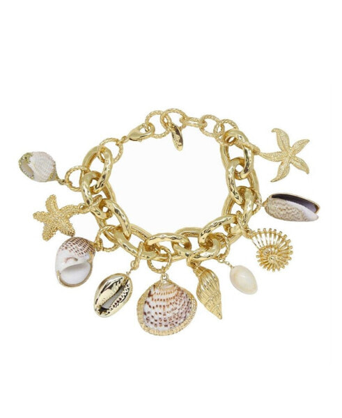 Mermaid Tears Shell and Gold - Tone Bracelet