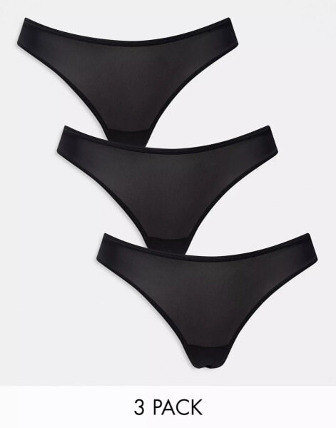 Dorina 3 pack no vpl v front thong in black