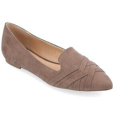 Journee Collection Womens Mindee Slip On Pointed Toe Loafer Flats Taupe 7