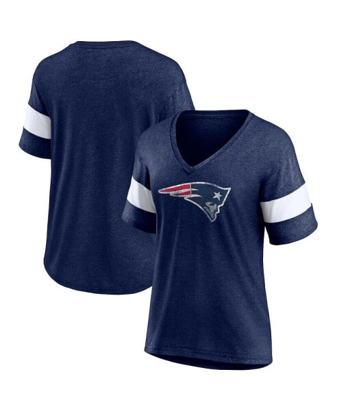 Women's Navy New England Patriots Plus Size Logo V-Neck T-shirt
